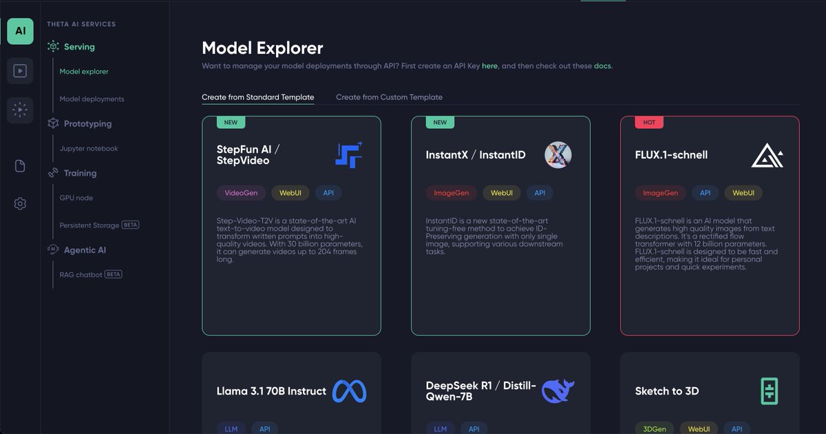 jieyilong's tweet image. Theta EdgeCloud @Theta_Network just added support for two new GenAI models 🔥 StepVideo is is a state-of-the-art AI text-to-video model designed to transform text prompts into high-quality videos. InstantID is a cutting-edge AI model that specializes in generating images while…