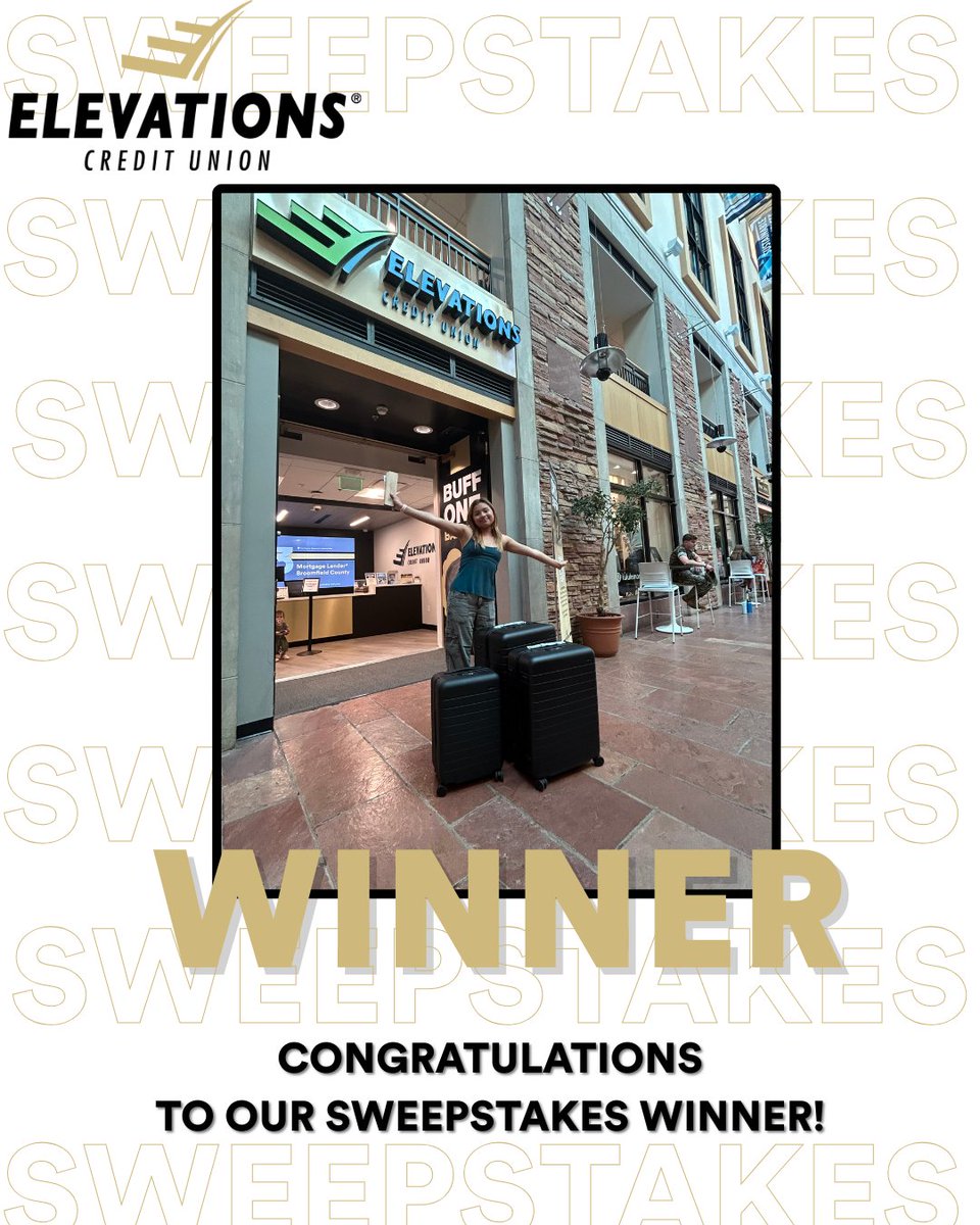 Congratulations to our lucky sweepstakes winner! They won an amazing spring getaway package! ✈️ 

Stay tuned for more exciting opportunities and giveaways. Go Buffs! 🦬💛

#GoBuffs #SweepstakesWinner #SpringGetaway #LuckyWinner #Adventure #BuffsNation #BoulderColorado