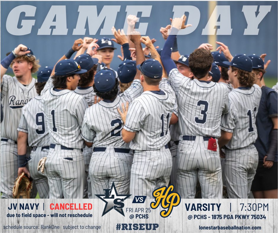 🚨GAME DAY - LOCATION CHANGE 🚨
Join us for the final game of our season
MOVED to Panther Creek High School due to weather and field conditions.

🆚 Highland Park
📍1875 PGA PKWY 75034
🎟️ Hometown Ticketing

NOTE: Due to field space, the JV NAVY game is cancelled and will not be