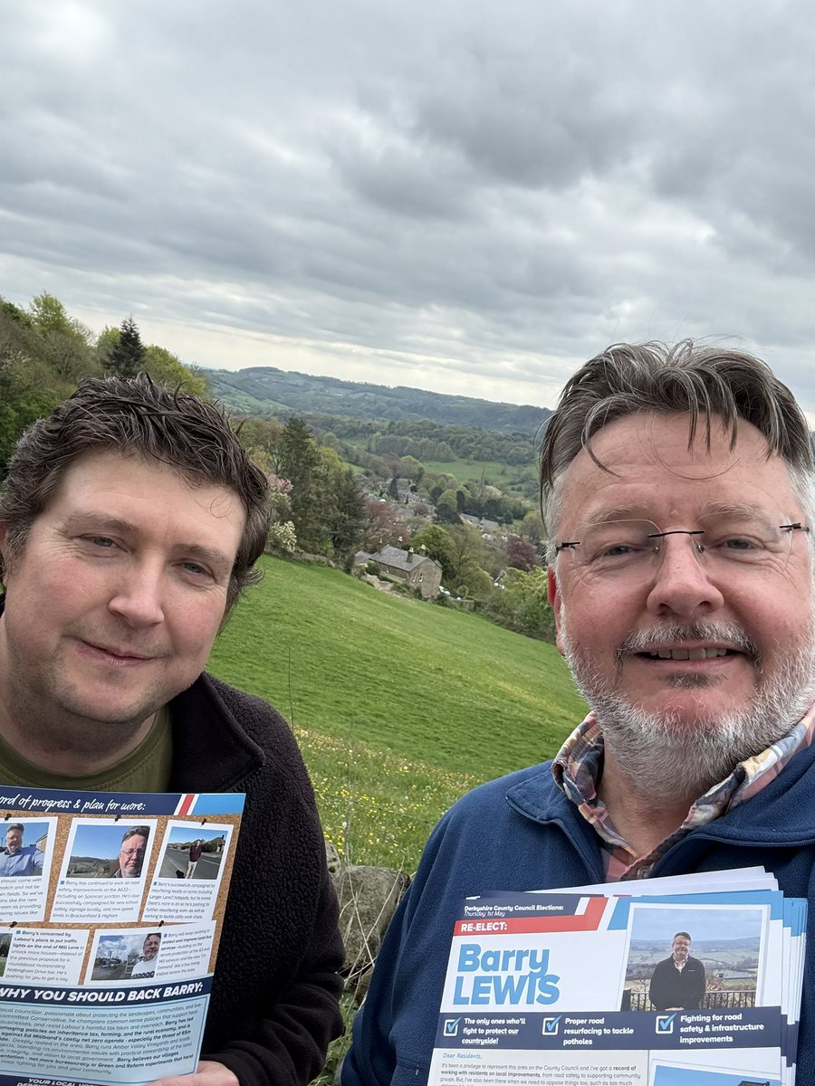 BarryL_Insights's tweet photo. Was out campaigning today in #Ashover Parish with @ALewerMBE - dear friend & former leader of DCC. Combining beautiful countryside & supporting local businesses with campaigning! Breakfast @MarshgreenInfo to start & a pint at the Crispin to finish 😋 #VoteConservative on May 1st https://t.co/HFw9n7m6EZ
