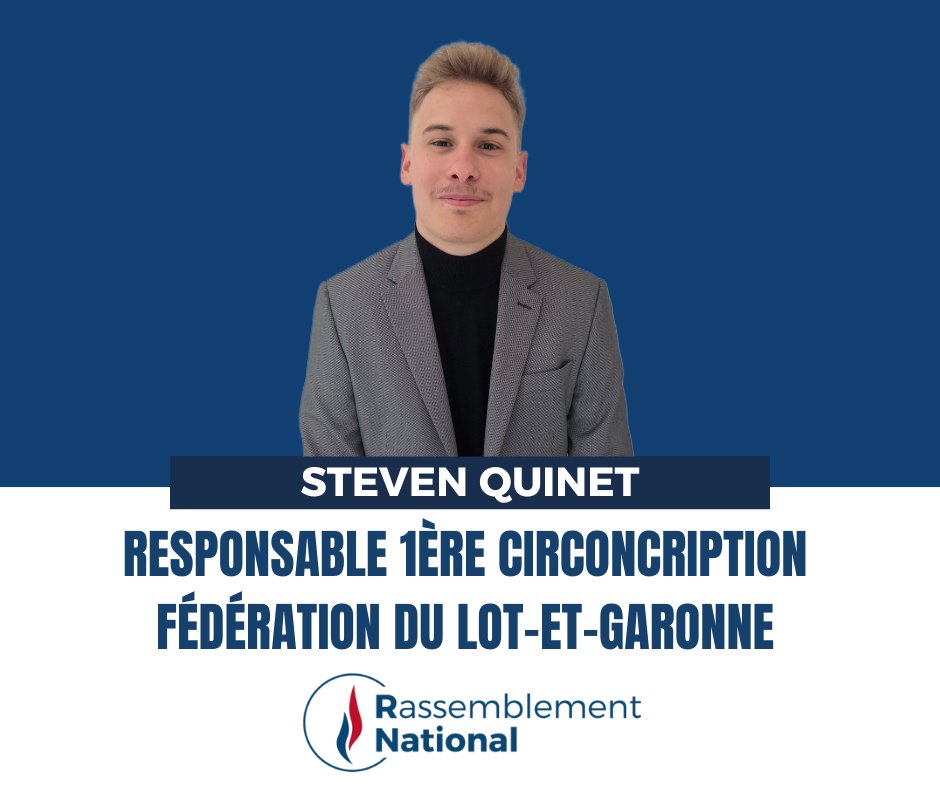 Je tiens à vous annoncer ma nomination en qualité de Responsable de la 1ère Circonscription du Lot-et-Garonne pour la Fédération du <a href="/RNational_off/">Rassemblement National</a> du Lot-et-Garonne.

Je tiens à remercier <a href="/DelbosqS/">DELBOSQ Sébastien</a> pour la confiance qu'il m'accorde.