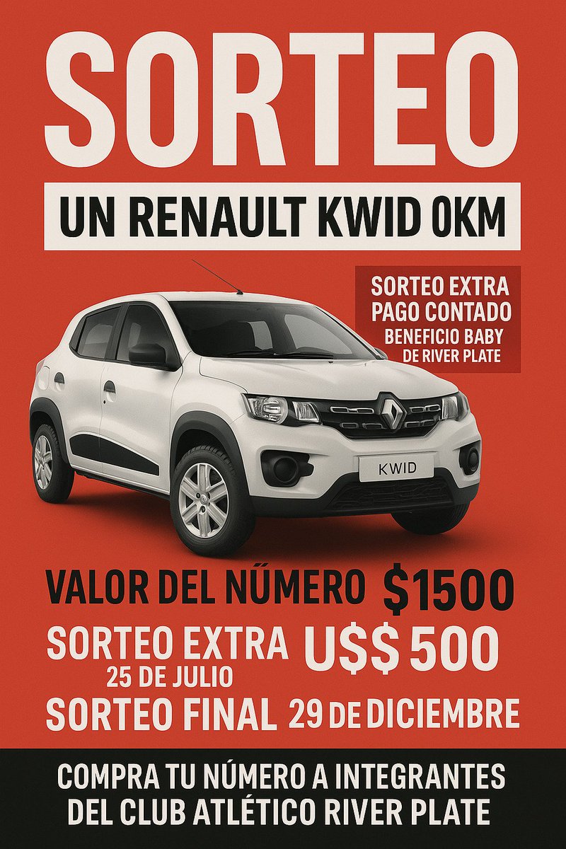 <a href="/RiverFlorida/">River Plate Florida</a> te regala un Renault Kwid 0km.