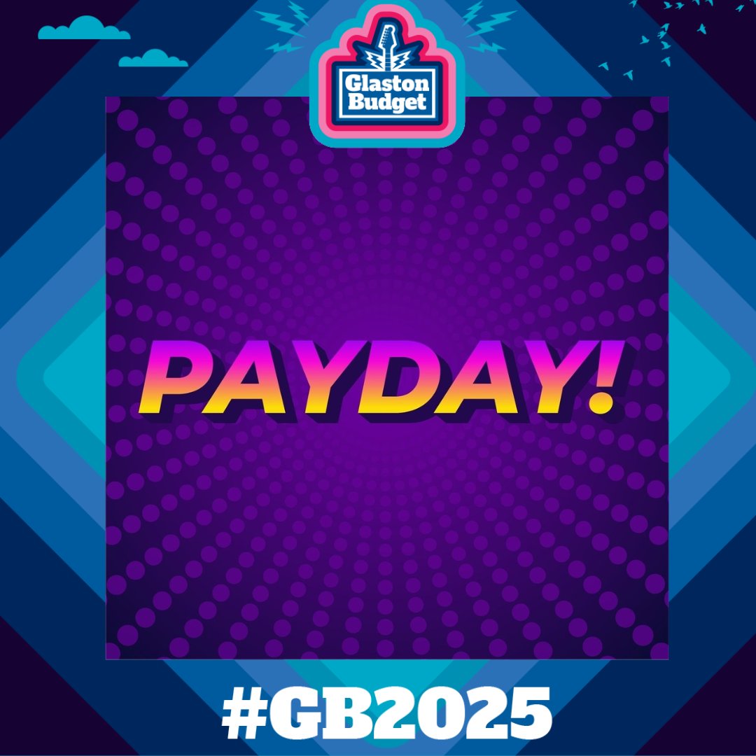 🎉Happy Payday!🎉 
Invest in your happiness and join us for the best #Party of the year!🥳
✅ FREE Camping &amp; Parking
✅ Drinks Price Freeze 
✅ +50 Quality #Tribute acts &amp; Special Guests
Book now: glastonbudget.org
#GB2025 #Glastonbudget #MusicFestival #KeepingTheMusicAlive