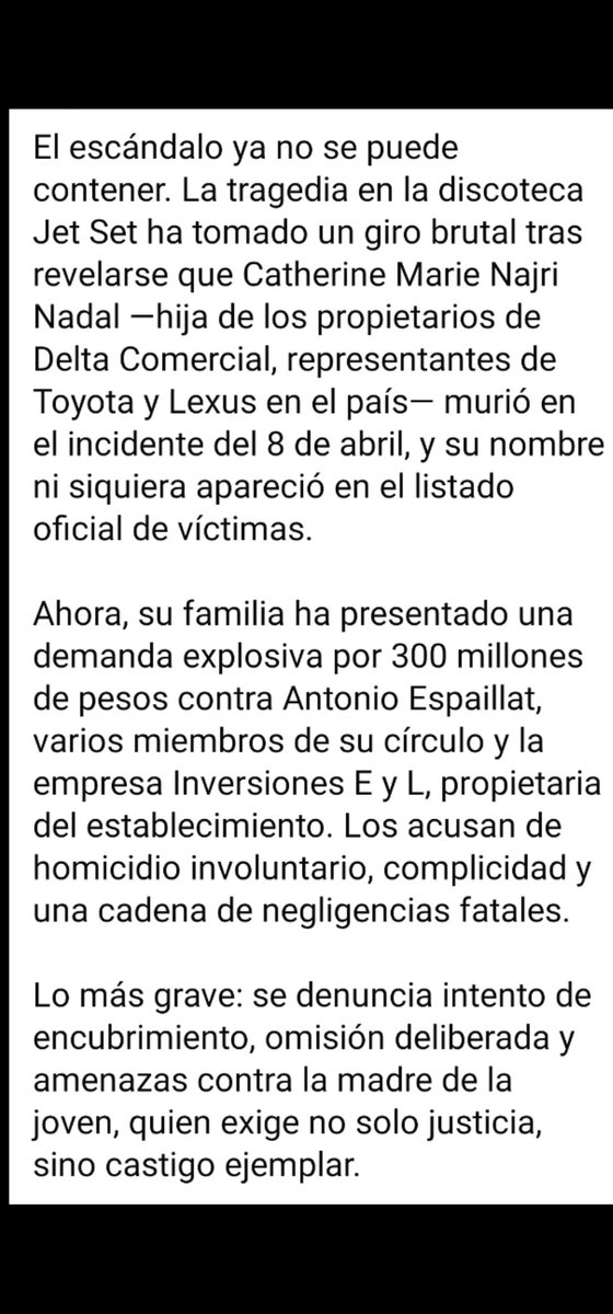 Atención país, la heredera de Delta Comercial también murió en el Jet Set y deliberadamente su nombre no aparece en la lista de fallecidos. Miren el reporte.
