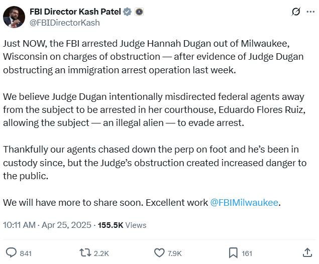 DittiePE's tweet image. This will NOT end well for Kash and the FBI.
The judge did not break the law, but the FOTUS administration did.