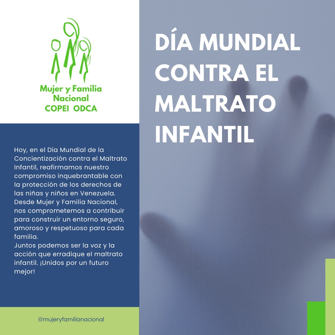 La construcción de un entorno amoroso y seguro pueden transformar vidas. Organizaciones, comunidades y cada uno de nosotros podemos ser parte de este cambio: una palabra amable, un gesto de apoyo, una denuncia cuando sea necesario
#Dianundiadelmaltratoinfantil
#mujeryfamiliacopei