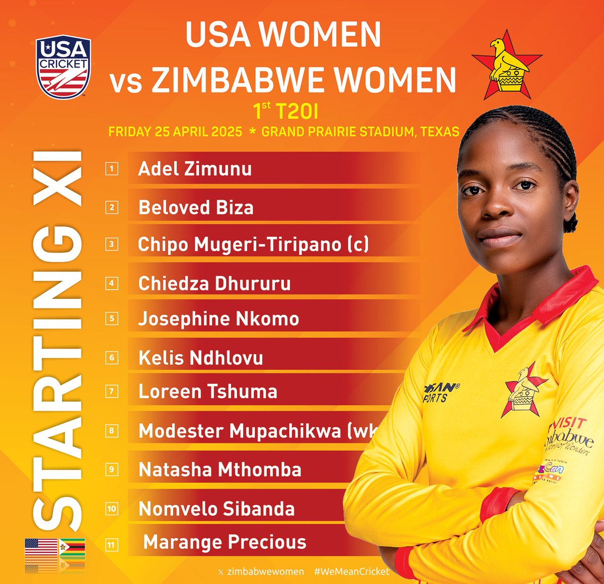 Our playing XI for the first T20I against USA. 

#USAvZIM