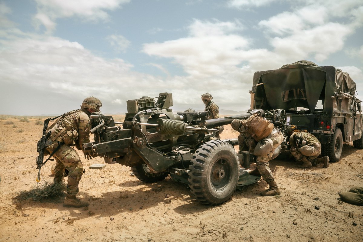 Department of Defense 🇺🇸 (@deptofdefense) on Twitter photo Laying down heavy firepower with the M119 howitzer.
Under the command of <a href="/SETAF_Africa/">U.S. Army Southern European Task Force, Africa</a>, soldiers are sharpening their skills for lethal, multi-domain operations across Ghana, Morocco, Senegal and Tunisia. Laying down heavy firepower with the M119 howitzer.
Under the command of <a href="/SETAF_Africa/">U.S. Army Southern European Task Force, Africa</a>, soldiers are sharpening their skills for lethal, multi-domain operations across Ghana, Morocco, Senegal and Tunisia.