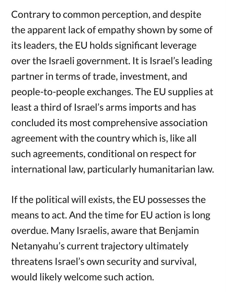 Borrell: "during my tenure as High Representative of the Union, I found it impossible to compel the EU Council and Commission to act in response to the massive and repeated violations of international and humanitarian law by Benjamin Netanyahu’s government"
