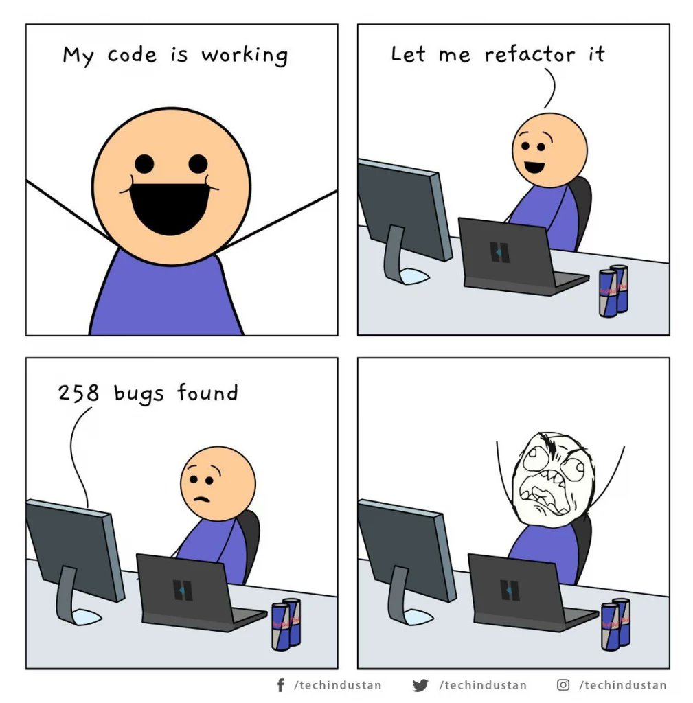 UpstaffTeam's tweet image. Happy Friday, and remember:
If it ain’t broke… refactor anyway and prepare for battle. ⚔️🪲

#DevLife #CodeRefactor #BugHunt #ProgrammerHumor #SoftwareEngineering #FridayFeels #UpstaffTech