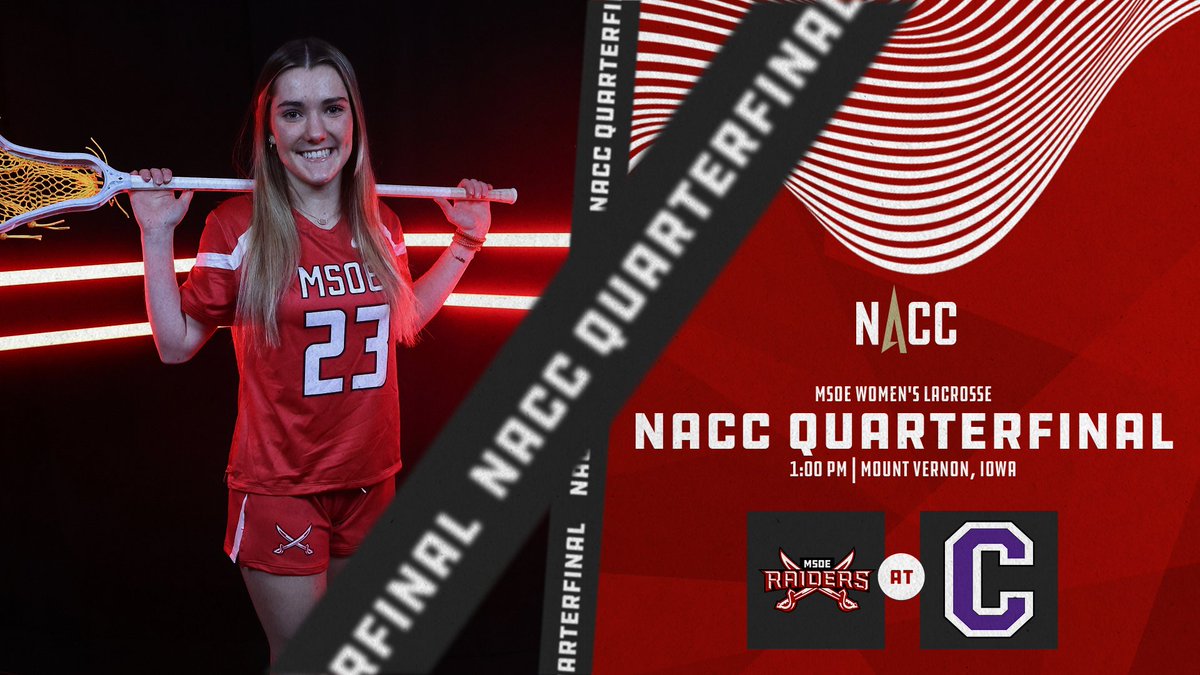 🚨𝐍𝐀𝐂𝐂 𝐓𝐎𝐔𝐑𝐍𝐀𝐌𝐄𝐍𝐓🚨
🥍No. 5 <a href="/msoewlax/">MSOE Women’s Lacrosse</a> at No. 4 Cornell
⏰1:00 PM
📍Mount Vernon, Iowa
📺cornellrams.com/watch/?Live=46…
📊cornellrams.com/sidearmstats/w…

#TheRaiderWay #d3lax
