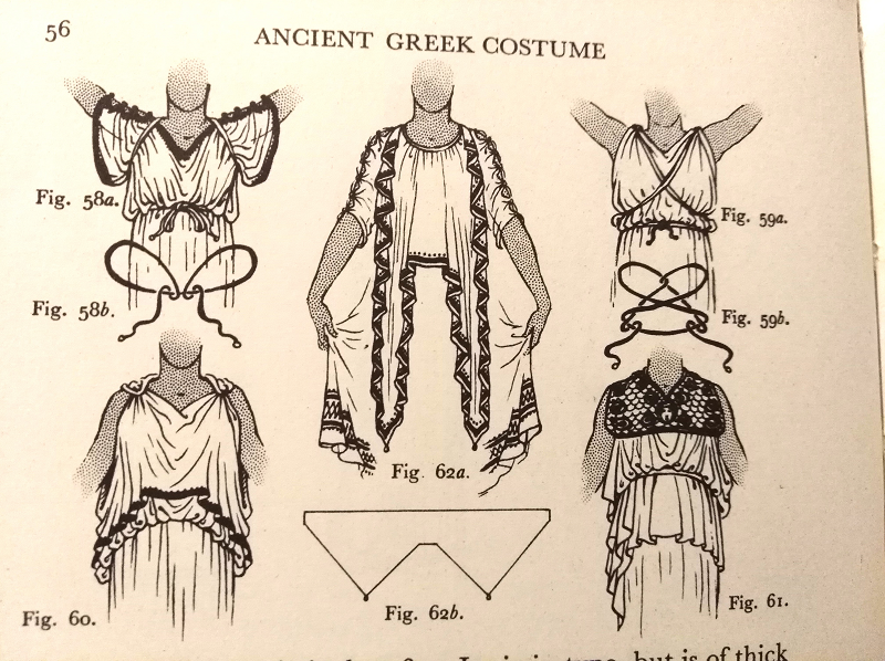 Illustrations from "A Technical History of Costume: Ancient Greek, Roman and Byzantine Costume &amp; Decoration" by Mary G. Houston. 1947. 📷me