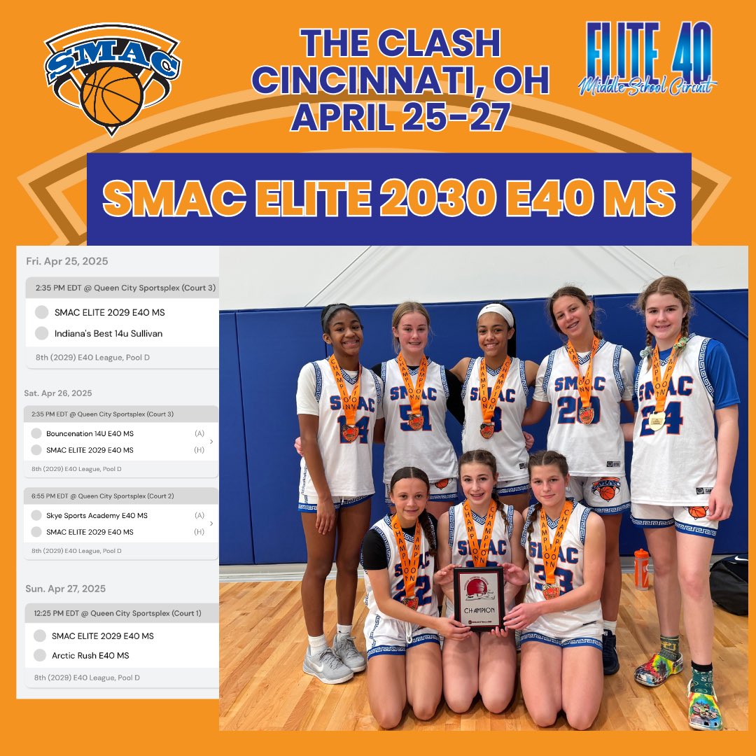 SMACELITE's tweet photo. GAME DAY!
2030 SMAC ELITE are 🔥 for @elite40league MS League Play! 📍 Cincinnati, OH #SMACNation #GOSMAC 🧡🤍💙 https://t.co/aLXTQIdN63