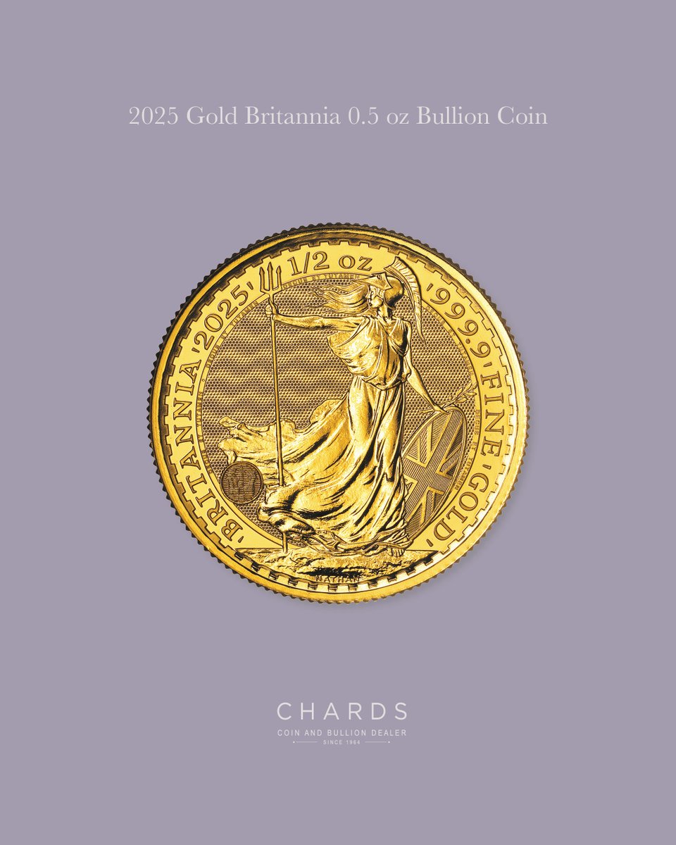 Chard1964Ltd's tweet image. 🌟 Coin of the Day: 2025 Gold Britannia 0.5 oz Bullion Coin 🌟

It's Day 5 of #NationalCoinWeek! Today, we're highlighting the 2025 Gold Britannia 0.5 oz Coin, one of the world's most recognised gold bullion coins. 

Its fractional size makes it an ideal entry-level investment in