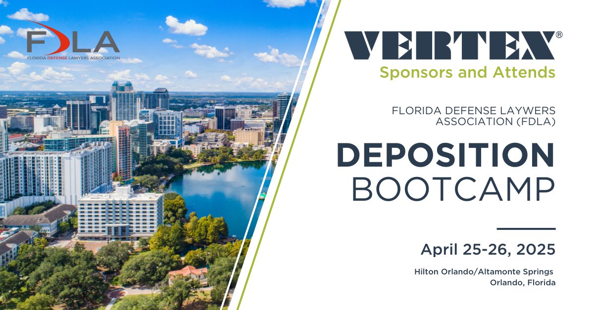VERTEX411's tweet image. T.Payne joins the 2025 @FDLAssociation Deposition Bootcamp, where VERTEX is proud to be a sponsor. This hands-on event sharpens deposition skills and supports growth at the intersection of construction and law.

Learn more: bit.ly/3YcHbxG

#LitigationSupport #WeAreVERTEX