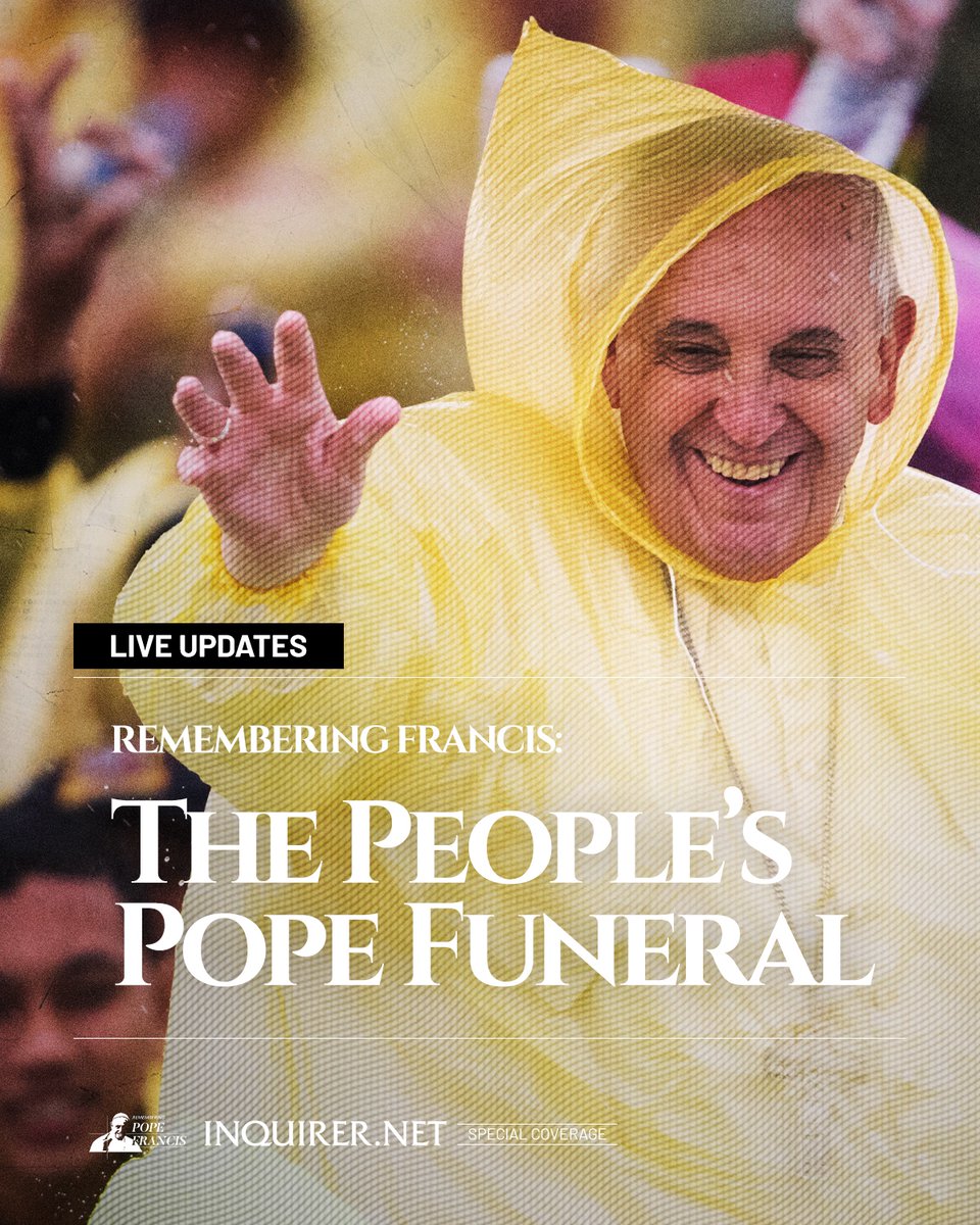 Watch INQUIRER.net’s special funeral coverage of Pope Francis on Saturday, April 26, 3 p.m., on our YouTube channel.

Bookmark this link and get notified when we go live: inqnews.net/PopeFuneral