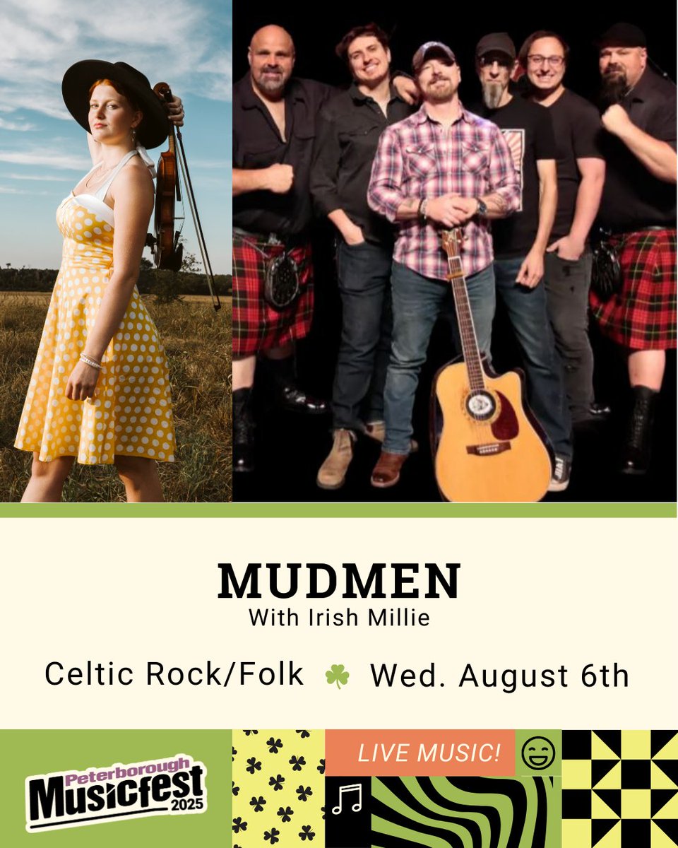 🎻🎸 Don’t miss this Irish Week Concert!
🎶 Featuring Celtic rock legends <a href="/themudmen/">Mudmen</a> &amp; fiddler Irish Millie!

📅 Aug 6, 2025 | 8PM
📍 Del Crary Park, Peterborough
🎟️ FREE Admission

🔥 See you at the park! 

#IrishWeekConcert #LiveMusic