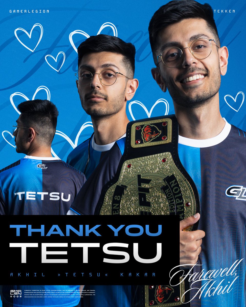 GamerLegion's tweet image. Today we bid farewell to our Tekken player, Akhil „Tetsu“ Kakar 💔
After more than 1300 days with GamerLegion, it’s safe to say you’ll always be part of the GamerLegion family.
Thank you for everything you brought to us, both as a fierce competitor and as an amazing person!
We…