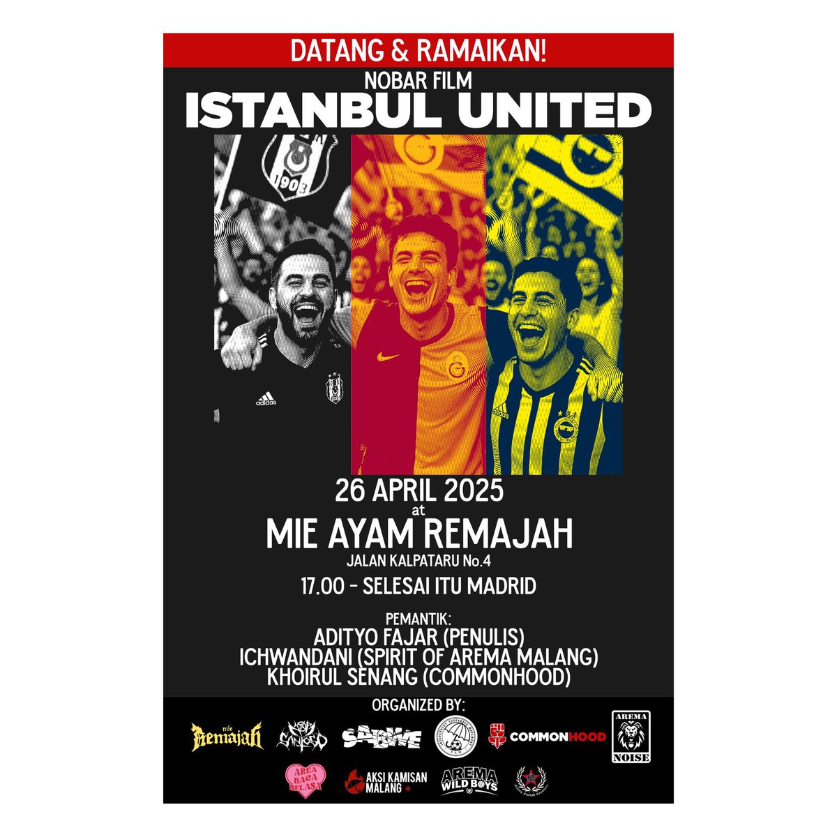 tribunmelawan's tweet photo. Informasi nonton bareng film Istanbul United sekitar Malang Raya ada di poster bawah ini.

Besok di Kota Malang.
Lusa di Kota Batu. 

Tumbuh liar serupa gulma. 🌱 https://t.co/46WZVsRsyi