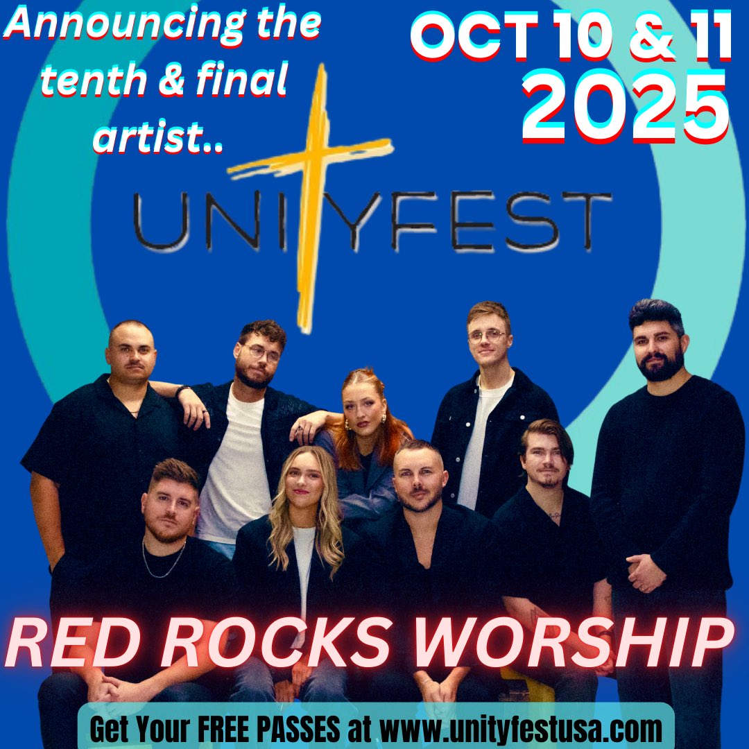 Unityfest22's tweet image. ANNOUNCING OUR TENTH AND FINAL ARTIST FOR UNITYFEST 2025…
RED ROCKS WORSHIP!
God made certain that Red Rocks would take stage at Unityfest 2025! There a great story behind their being chosen for this year’s event! We’re so excited to see what God has in store! 
@RedRocksWorship