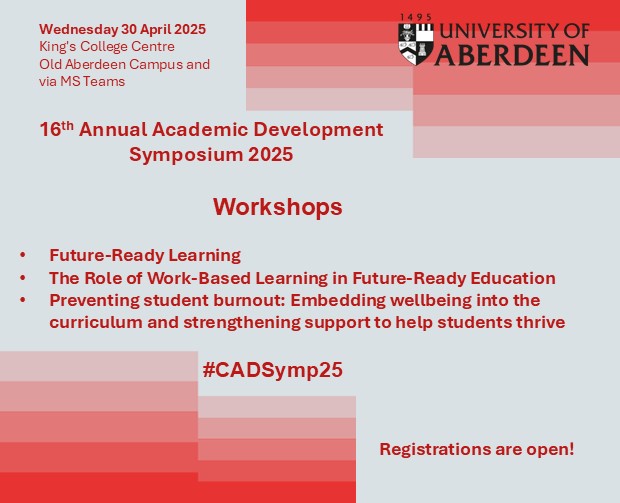 Traditionally, we offer a variety of parallel workshops at the #CADSymp25. Registrations are still open! UoA staff can learn more about the Symposium and register their attendance here brnw.ch/21wSdRL