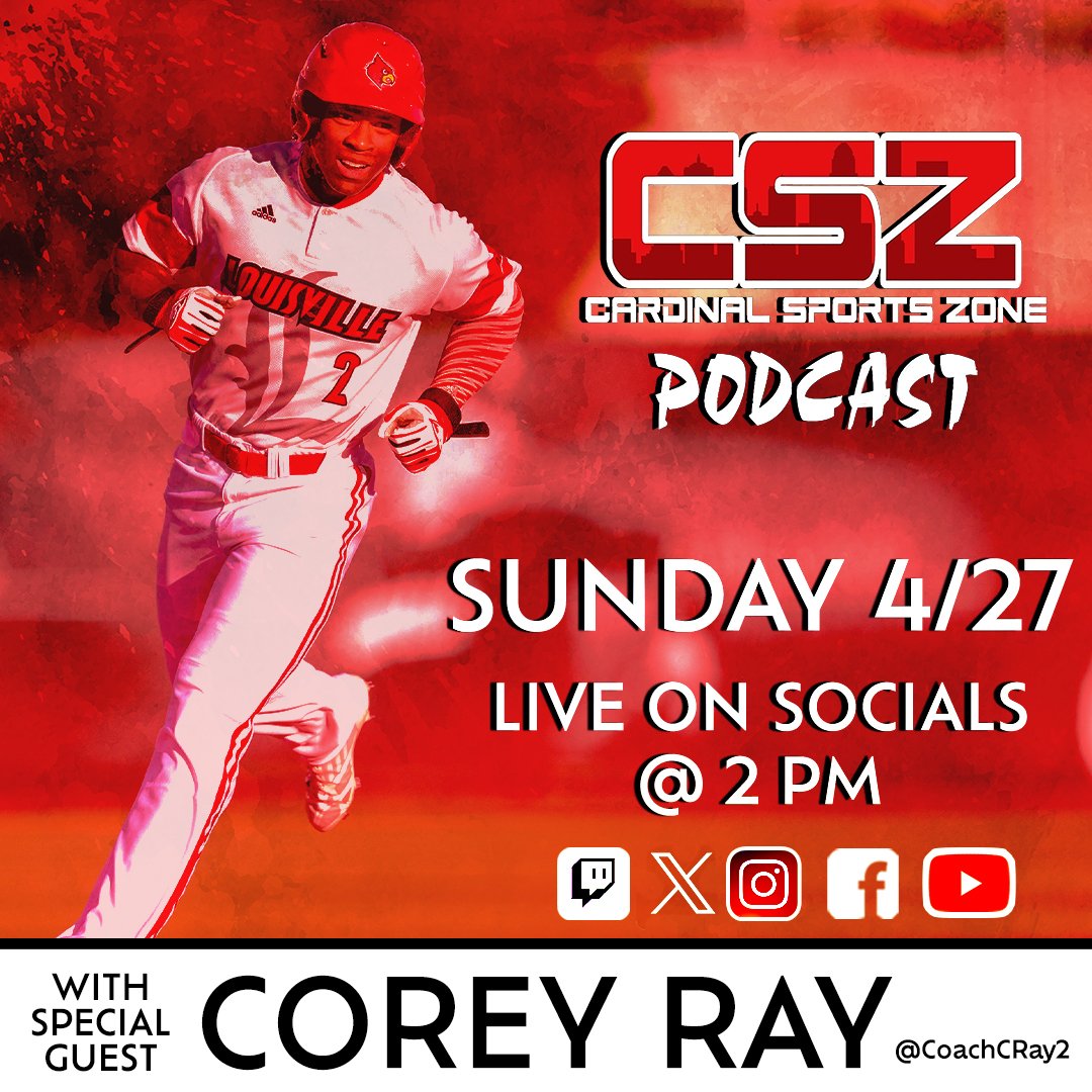 Jeremy_CSZ's tweet photo. This Sunday.... the GOAT comes back to the @CardSportZone Podcast. We welcome @LouisvilleBSB CardinalForever @CoachCRay2 onto the show! It's another can't miss episode... https://t.co/IWwOk7pz37