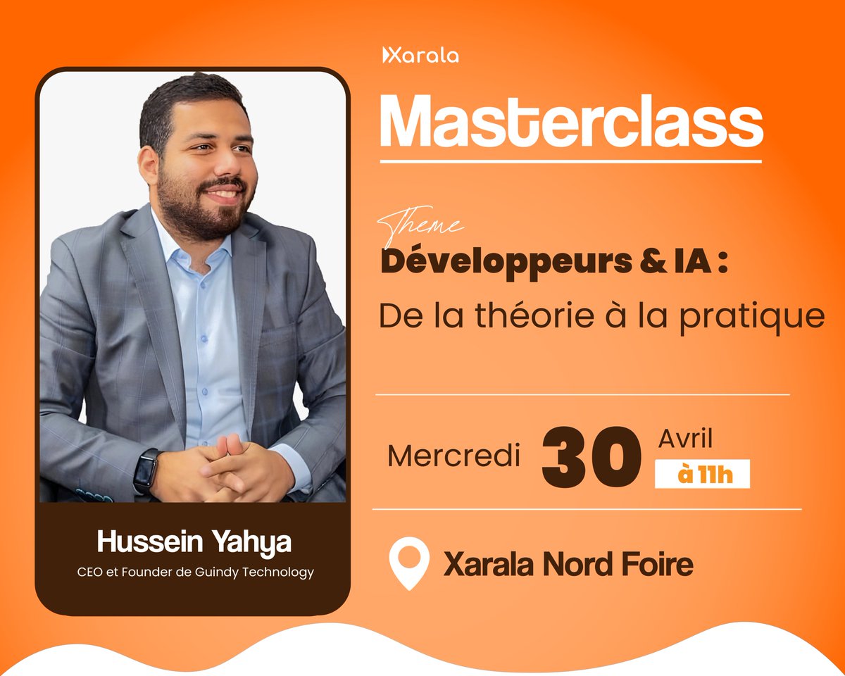L'IA est déjà un levier clé pour les développeurs !
Participez à la Masterclass "Développeurs &amp; IA" avec Hussein Yahya.

📍 30 avril, 11h | Xarala Nord Foire

🔗 Réservez : lienfy.com/i1z6pe/

#IA #Développement #Tech #Innovation #Xarala