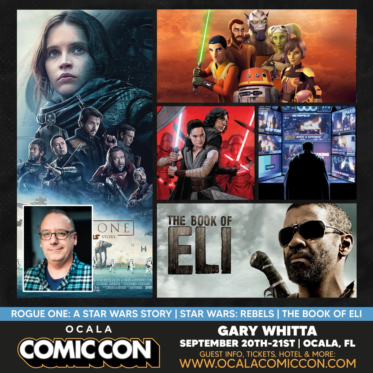 Gary Whitta will be a guest at the September 20-21, 2025 Ocala Comic Con in Ocala, Florida!

To view the current guest list and pre-order tickets for the September 20-21, Ocala Comic Con, please visit: ocalacomiccon.com