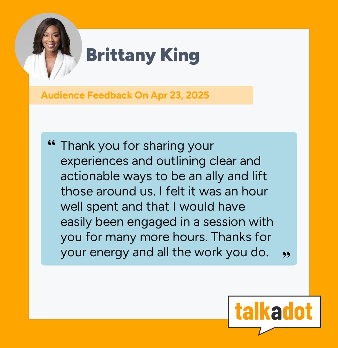 fastly's tweet image. Just like an API connects systems, allyship connects people. 💡

Huge thanks to our ERGs &amp;amp; guest speaker Brittany King for leading a powerful workshop on allyship earlier this week through the API lens: Awareness, Practice &amp;amp; Impact.

#LifeAtFastly