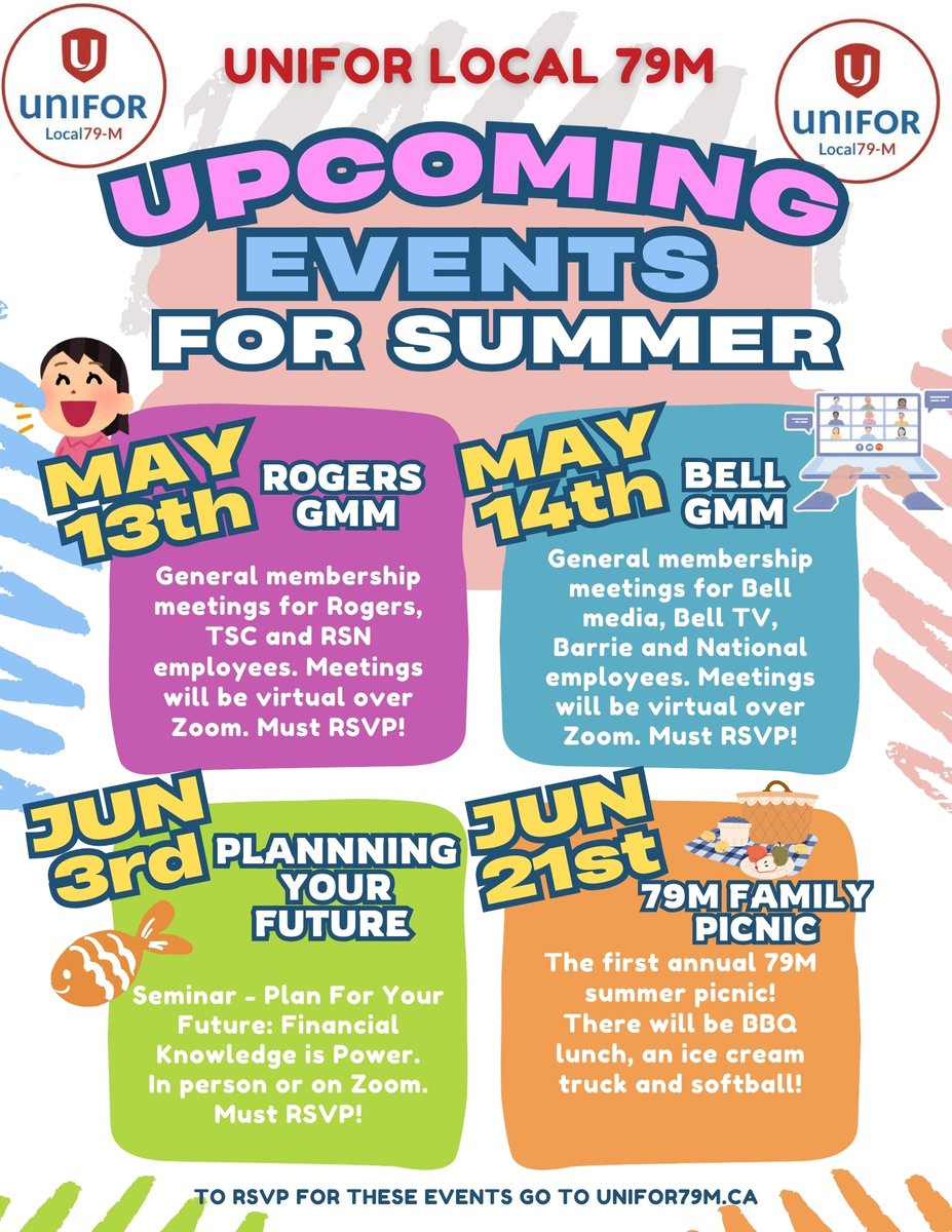 unifor79m's tweet photo. It's a busy summer for 79M members!  😎

Please take note of the following events... https://t.co/HyLOkOT07E
