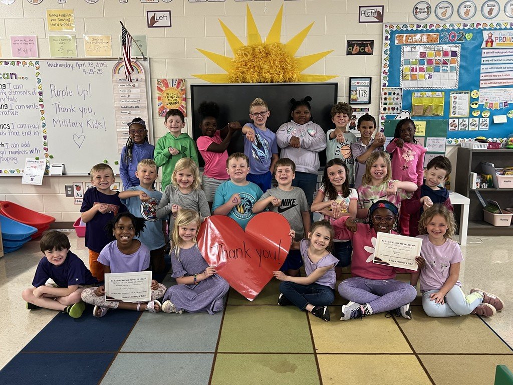 💜 Purple Up for Military Kids! 💜

This week, we proudly celebrated Purple Up Day in honor of the Month of the Military Child! Our school community came together on April 23rd to recognize and support our amazing military-connected students. 💜