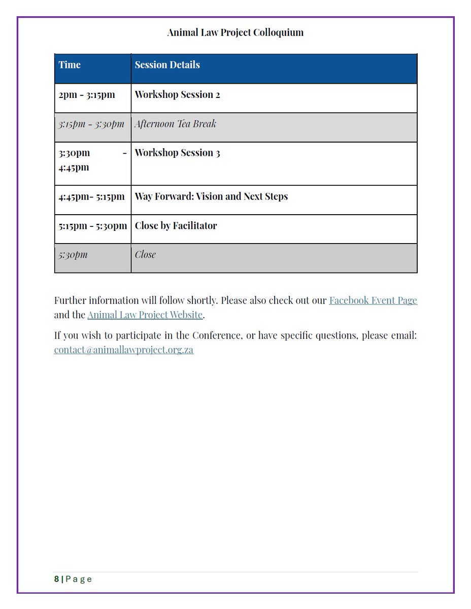 Colloquium Concept Note: 2 of 2
"Transforming Animal Protection Legislation in South Africa: A Constitutional Imperative"

Learn more: facebook.com/events/1705574…

#Animallawproject