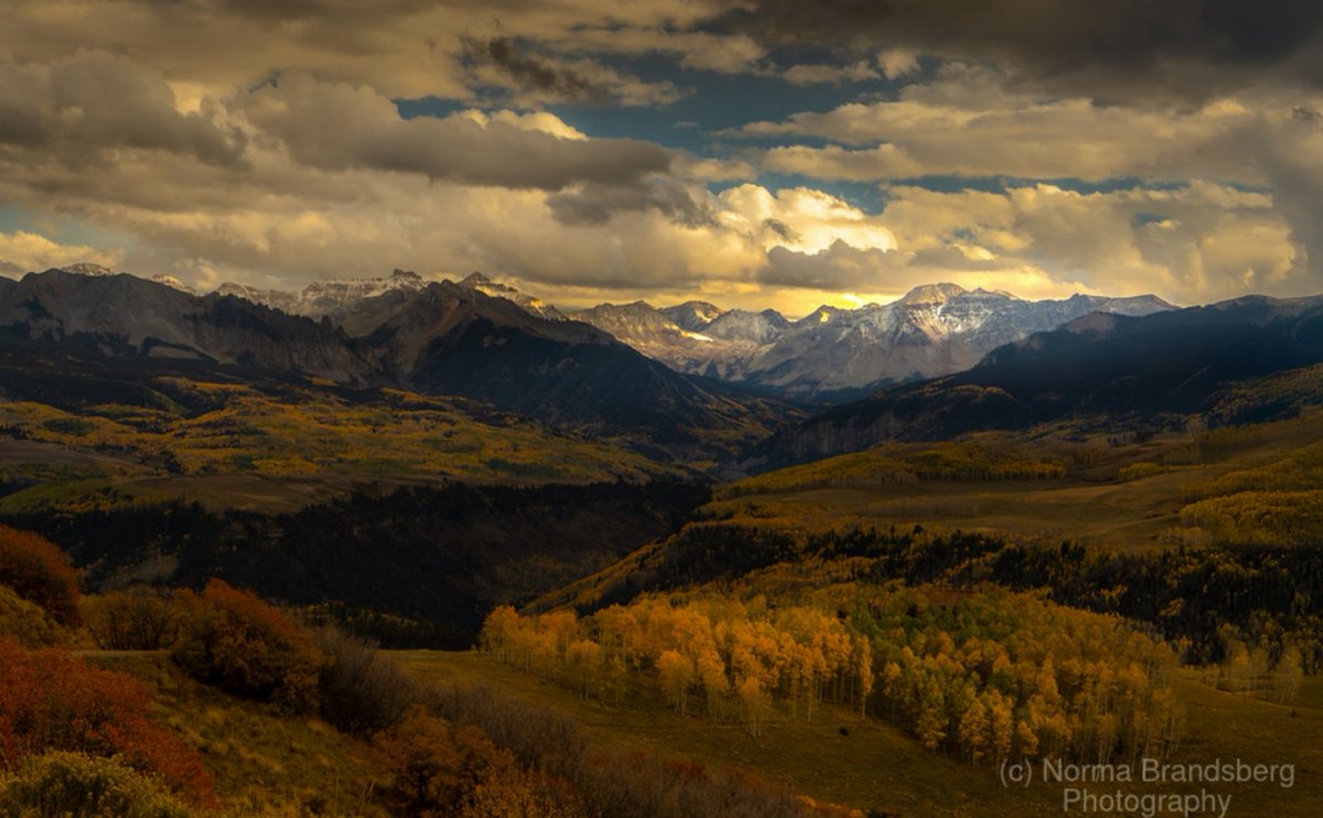 Colorado Rocky Mountains panorama near Telluride at sunset panorama as storms were rolling in. #mountains #sunset #panorama #colorado #rockymountains #sanjuanmountains #telluride #uncompahgre #photography #nature #landscape #travel #landscape #storms
<a href="/nbrandsberg/">Norma Brandsberg</a>