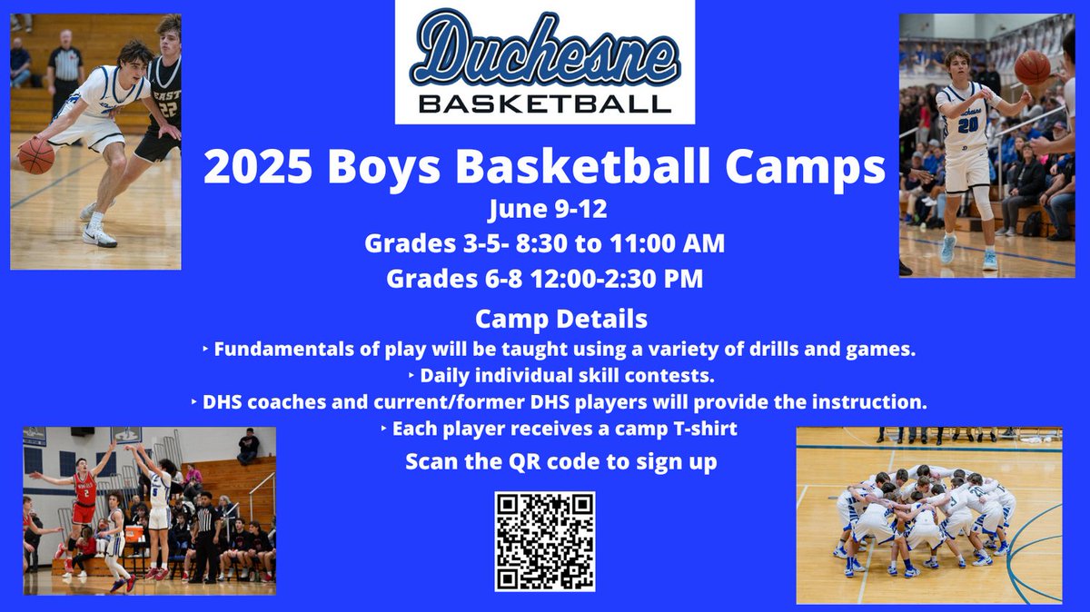 Summer basketball camp is fast approaching!  Sign up here duchesnehighschool.regfox.com/2025-duchesne-…
for a week of learning, competition, and fun!