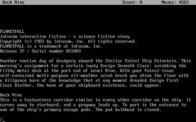 ChoicestGames's tweet photo. Planetfall Review

Basically a sci-fi version of Zork and while I found the story to my liking, including the endearing sidekick of Floyd, it still suffers from the early flaws of interactive fiction

https://t.co/Fg97w7sGwh https://t.co/VcNc08bpfU