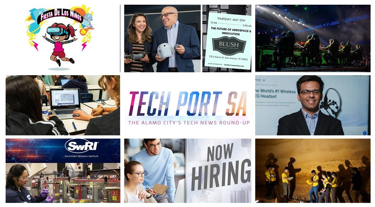 Port San Antonio (@portsanantonio) on Twitter photo Weekly tech news roundup: 🎉This Sunday: Free Tech Fiesta!; Free Online Classes from SwRI; 🚀STEM Summer Camps; Tech Jobs and more! Check it out: tinyurl.com/y3zm5jc7 @swri @r20_esports @samsat210 <a href="/CRPStx/">Compass Rose Public Schools</a> @stmarysu @tamusanantonio <a href="/wexfoundation/">WEX Foundation</a> @knightaero_satx @utsa Weekly tech news roundup: 🎉This Sunday: Free Tech Fiesta!; Free Online Classes from SwRI; 🚀STEM Summer Camps; Tech Jobs and more! Check it out: tinyurl.com/y3zm5jc7 @swri @r20_esports @samsat210 <a href="/CRPStx/">Compass Rose Public Schools</a> @stmarysu @tamusanantonio <a href="/wexfoundation/">WEX Foundation</a> @knightaero_satx @utsa