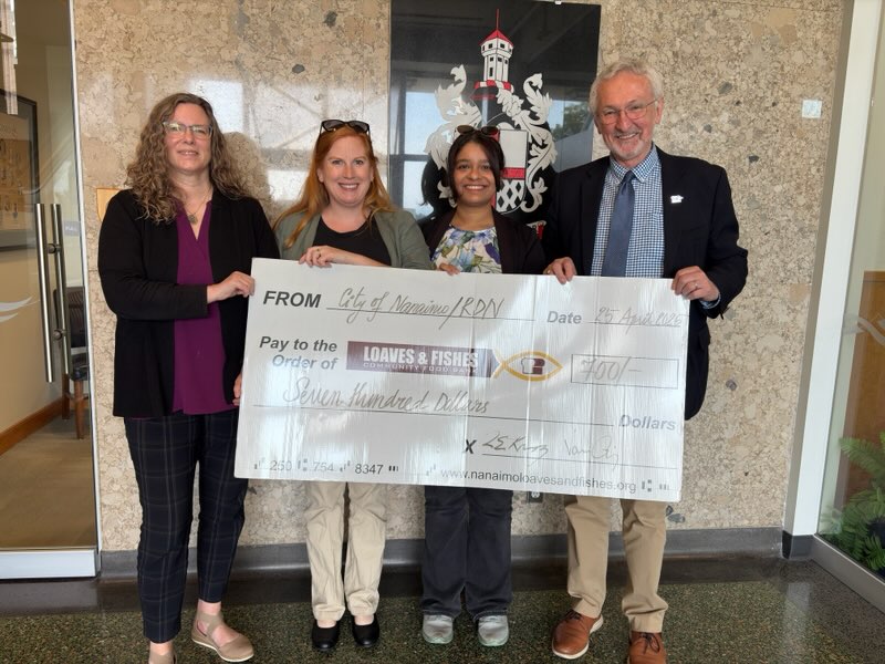 A great big thanks to the <a href="/cityofnanaimo/">City of Nanaimo</a> and the <a href="/RDNanaimo/">RDN</a> for this generous donation in lieu of speakers fees! We tuly appreciate the support for serving our community!