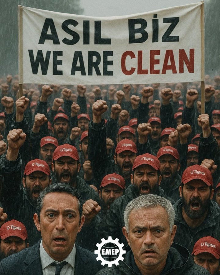yirmiucderece's tweet photo. Ali Koç'a Mourinholu tepki!

Emek Partisi’nden Ali Koç paylaşımı:

"Mourinho’ya aylık 40 milyon TL

TÜPRAŞ işçisine yüzde 28 zam...

TÜPRAŞ işçilerinin yanındayız!

Asıl biz we are clean" https://t.co/C1QbgWBWsi