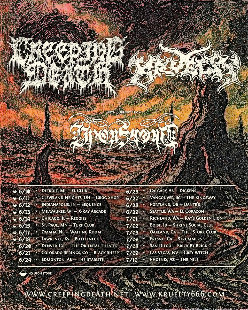 Back on the road with our friends in <a href="/CreepingDeathtx/">Creeping Death</a> and <a href="/krueltyjphc/">KRUELTY</a> 6/20 - 7/10
Tickets available now @ creepingdeath.net or kruelty666.com ⚔️