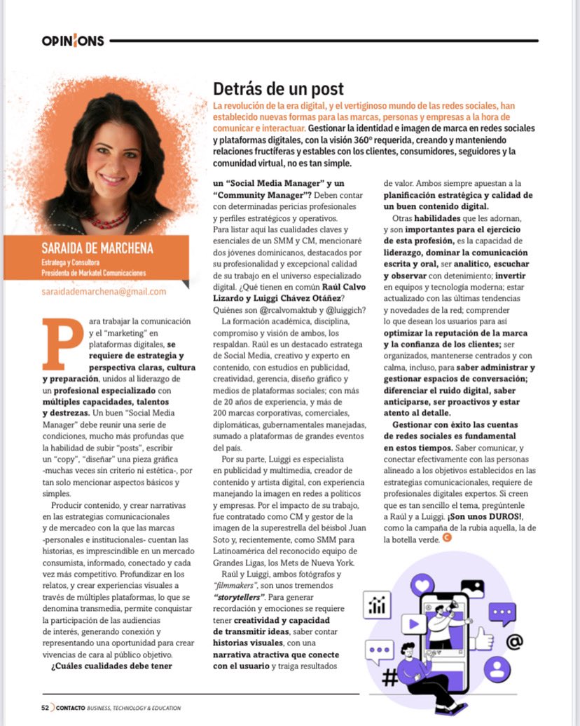 DETRÁS DE UN POST
Gestionar la identidad e imagen de marca en redes sociales y plataformas digitales, con la visión 360º requerida, creando y manteniendo relaciones fructíferas y estables con los clientes, consumidores, seguidores y la comunidad virtual, no es tan simple. Para