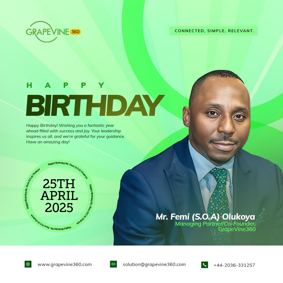 Happy birthday to our amazing Managing Partner and Co-founder, Mr Femi (S.OA) Olukoya! Wishing you a day filled with joy, love and celebration. We are grateful for your passion, expertise and commitment. Here's to another year of success and growth🎉🎂