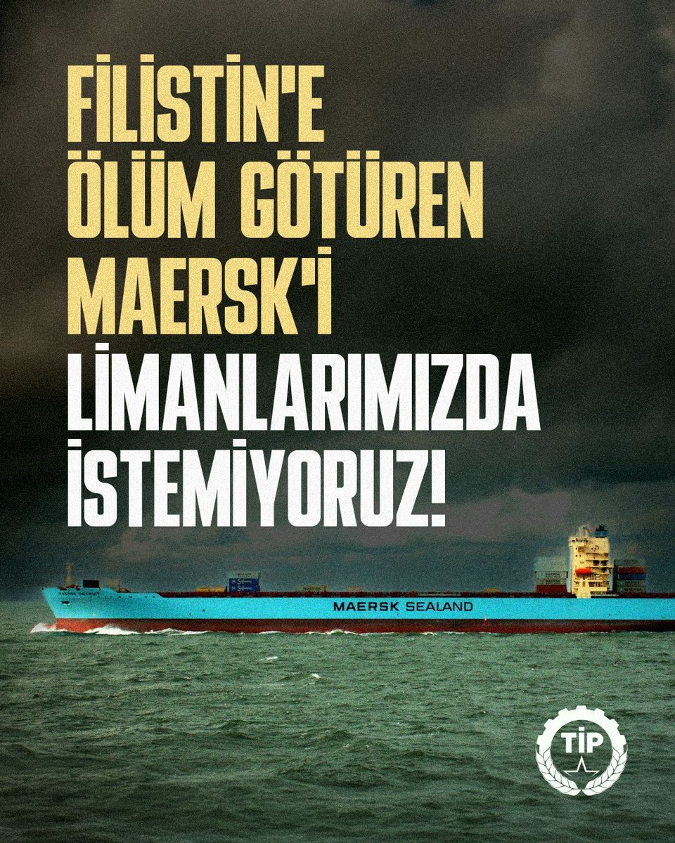 ABD'den katil İsrail'e F-35 parçaları taşıyan Maersk gemisi, önümüzdeki günlerde Mersin Limanı'na geliyor.

Filistin'e ölüm götürenlere limanlarımızı açanlar, halkımızı bu insanlık suçuna ortak etmektedir. Katilleri ve işbirlikçilerini ülkemizde ve limanlarımızda istemiyoruz!