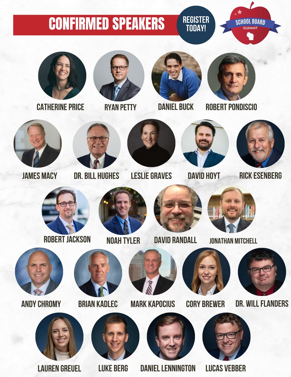 Cory Brewer (@coryjbrewer) on Twitter photo š WILL is hosting our 2nd Annual School Board Summit on Friday May 9th and invites WI board members and school leaders to join us! ššŗšø
Register here: zeffy.com/en-US/ticketinā¦
<a href="/rpetty/">Ryan Petty</a> <a href="/MrDanielBuck/">Daniel Buck, āYoungest Old Man in Ed Reformā</a> <a href="/rpondiscio/">Robert Pondiscio</a> <a href="/Whughes338/">William H. Hughes</a> <a href="/robertljackson0/">Robert L. Jackson</a> <a href="/NoahTyl11290990/">Noah Tyler</a> <a href="/DavidRandallNAS/">David Randall</a> š WILL is hosting our 2nd Annual School Board Summit on Friday May 9th and invites WI board members and school leaders to join us! ššŗšø
Register here: zeffy.com/en-US/ticketinā¦
<a href="/rpetty/">Ryan Petty</a> <a href="/MrDanielBuck/">Daniel Buck, āYoungest Old Man in Ed Reformā</a> <a href="/rpondiscio/">Robert Pondiscio</a> <a href="/Whughes338/">William H. Hughes</a> <a href="/robertljackson0/">Robert L. Jackson</a> <a href="/NoahTyl11290990/">Noah Tyler</a> <a href="/DavidRandallNAS/">David Randall</a>