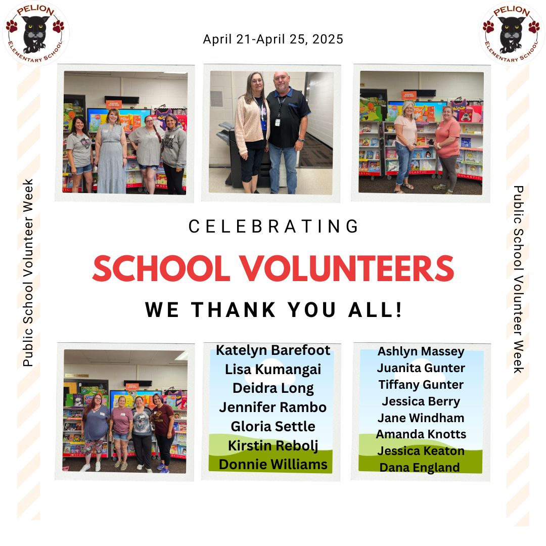 Pelion Elementary (@pes_panthernews) on Twitter photo Attention PES Family! Our school volunteers are the best in the world! We want to give a huge #PantherPRIDE shoutout to all the volunteers here at PES! They really help us make sure our Panthers #WinTheDay! WE LOVE YOU! <a href="/principalgerald/">Francina</a> <a href="/ShirleyWaldy/">Shirley Waldy</a> <a href="/DeanneRicard/">Deanne Ricard</a> Attention PES Family! Our school volunteers are the best in the world! We want to give a huge #PantherPRIDE shoutout to all the volunteers here at PES! They really help us make sure our Panthers #WinTheDay! WE LOVE YOU! <a href="/principalgerald/">Francina</a> <a href="/ShirleyWaldy/">Shirley Waldy</a> <a href="/DeanneRicard/">Deanne Ricard</a>
