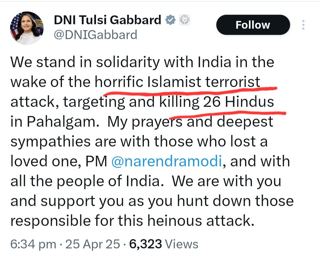 total_woke_'s tweet photo. One American Hindu Woman > Entire Indian Opposition #Pahalgam https://t.co/MJo2VMtxn6