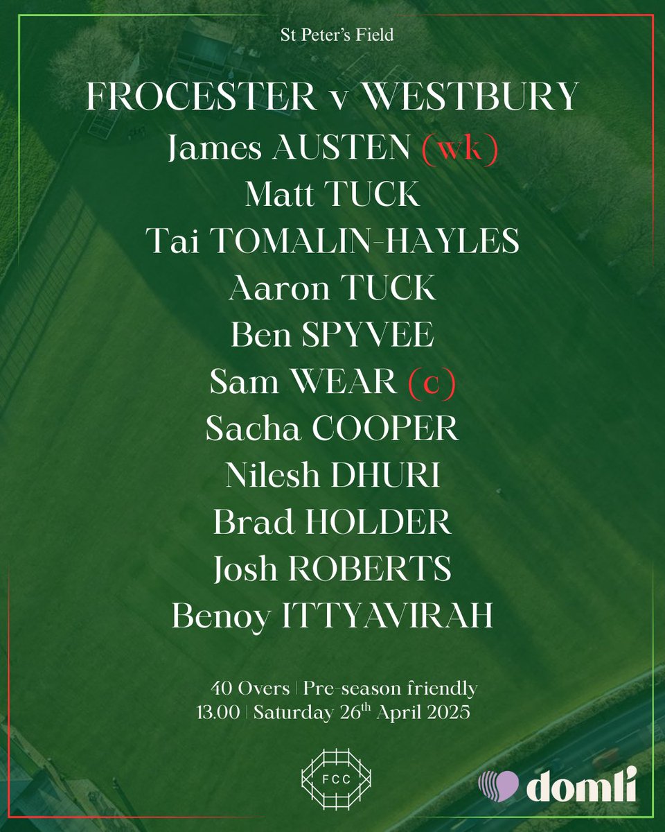 What’s happening this weekend I hear you say… Lots of cricket, fun, good company and some food! 

Here are the fixtures and Saturday team sheets. 💚❤️