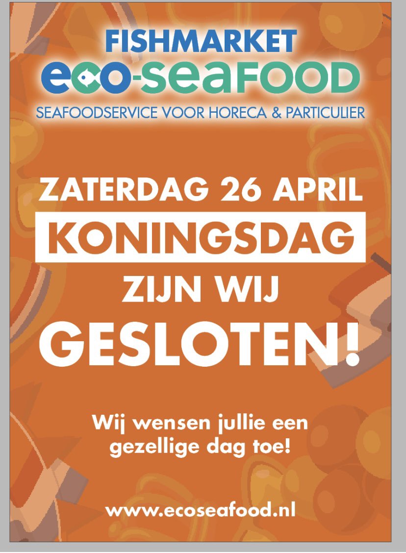 ecoseafood's tweet photo. Iedereen een gezellige #Koningsdag 🇳🇱 https://t.co/NBiwxCRRBj