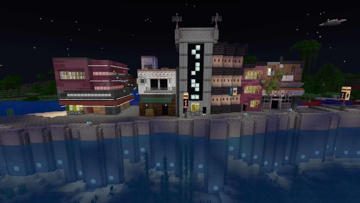 Work in progress cyberpunk seaside street #Minecraft #Minecraftbuilds #cyberpunk