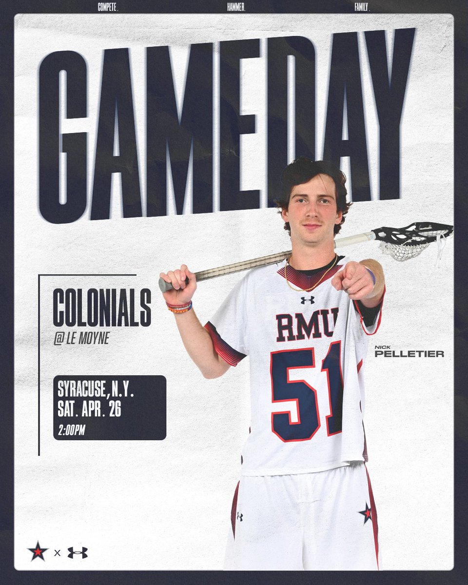 RMUMLacrosse's tweet photo. It’s 𝗠𝗔𝗧𝗖𝗛 𝗗𝗔𝗬
🆚: Le Moyne
🏟️: Ted Grant Field
📍: Syracuse, N.Y.
 🕑: 2 p.m. 
 💻: https://t.co/fyWV3dhMR2
📊: https://t.co/iBckCIrn81
#⃣: #BobbyMo #NECMLax https://t.co/3eBpM4iuiW