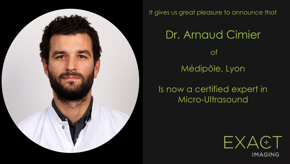 Exact Imaging (@exactimaging) on Twitter photo Congratulations to Dr. <a href="/ArnaudCimier/">Arnaud Cimier</a> of <a href="/MedipoleLV/">Médipôle_Lyon-Villeurbanne</a> on achieving #Expert Level status with #microultrasound The #exactvumasteryprogram is open to all users of the #ExactVu system and standardises user training, creating excellence in #prostatecancerdiagnosis #OPTIMUMTrial Congratulations to Dr. <a href="/ArnaudCimier/">Arnaud Cimier</a> of <a href="/MedipoleLV/">Médipôle_Lyon-Villeurbanne</a> on achieving #Expert Level status with #microultrasound The #exactvumasteryprogram is open to all users of the #ExactVu system and standardises user training, creating excellence in #prostatecancerdiagnosis #OPTIMUMTrial